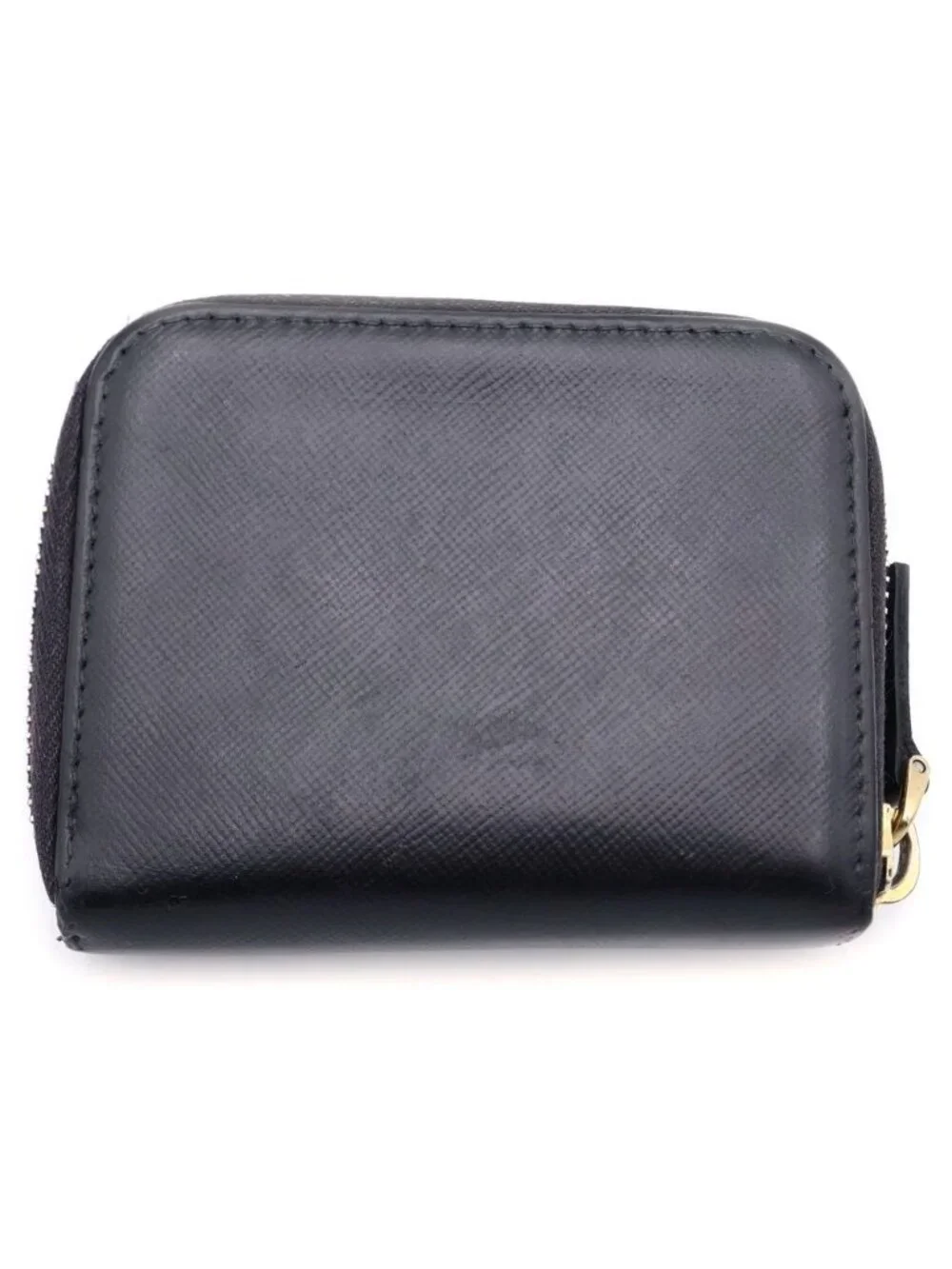 Prada Round Zip Leather Coin Case Black